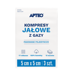 Apteo Kompresy jałowe 5cmx5cm pakowane po 3sztuki