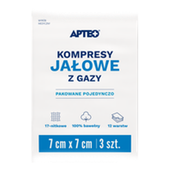 Apteo Kompresy jałowe 7cmx7cm pakowane po 3sztuki