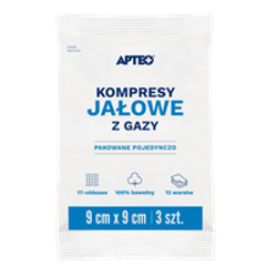 Apteo Kompresy jałowe 9cmx9cm pakowane po 3sztuki