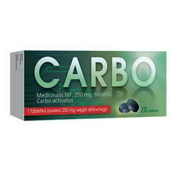 Carbo medicinalis MF 250mg tabletki 20 sztuk