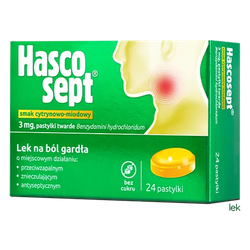 Hascosept 3mg smak cytrynowo-miodowy 24 pastylki