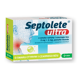 Septolete Ultra 3mg+1mg cytryna i bez 16 pastylek