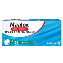 Maalox 400 mg+400 mg tabletki do ssania 20 sztuk