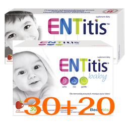 ENTitis baby smak truskawkowy 30 saszetek + 20 tabletek Entitis gratis