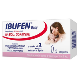 Ibufen Baby 60 mg czopki na ból i gorączkę 5 sztuk