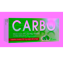 Carbo medicinalis MF 250mg tabletki 20 sztuk