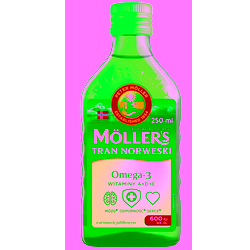Tran norweski Mollers Jabłkowy płyn 250ml