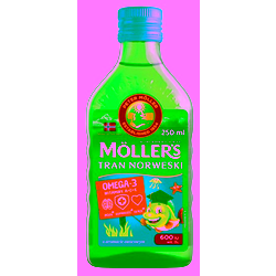 Tran norweski Mollers Owocowy płyn 250ml