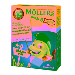 Mollers Omega 3 Rybki Jabłko 36 sztuk