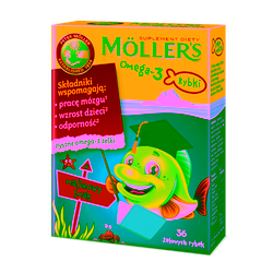Mollers Omega 3 Rybki Malina 36 sztuk