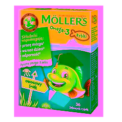 Mollers Omega 3 Rybki Owocowe 36 sztuk