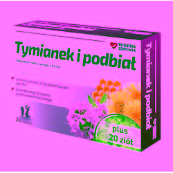Tymianek i podbiał z dodatkiem miodu i 20 ziół pastylki do ssania 24 sztuki